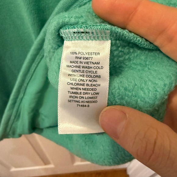 NWT St Johns Bay Women Petite Lg Pullover Fleece Sweatshirt Green Blue Snap Neck - Picture 8 of 14